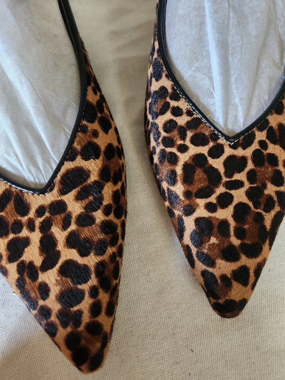 Marc Fisher LTD Gabraly Leopard Calf Hair Slingback Flats Pointed Toe 7